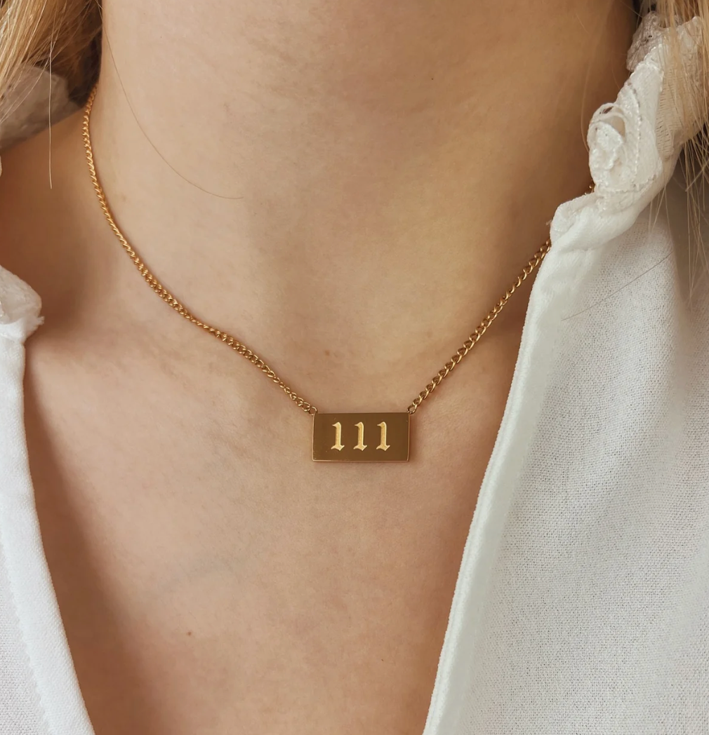 444 Angel Number Talisman Layering Necklace waterproof: 444