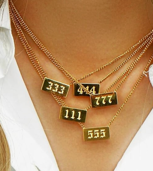 444 Angel Number Talisman Layering Necklace waterproof: 444