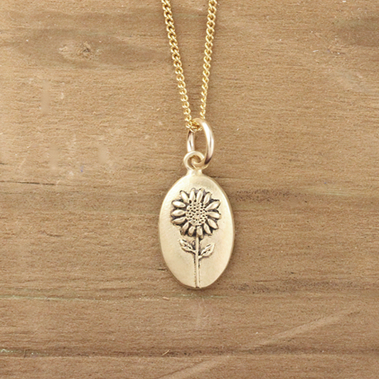 Bronze Sunflower Necklace: 16"