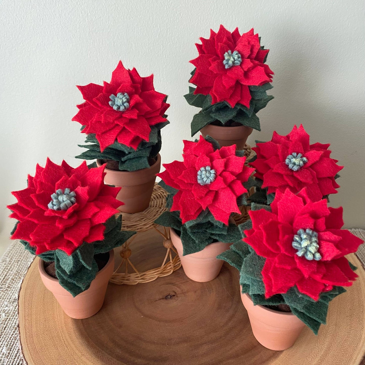 Holiday Mini Felt Poinsettia in Terracotta Pot