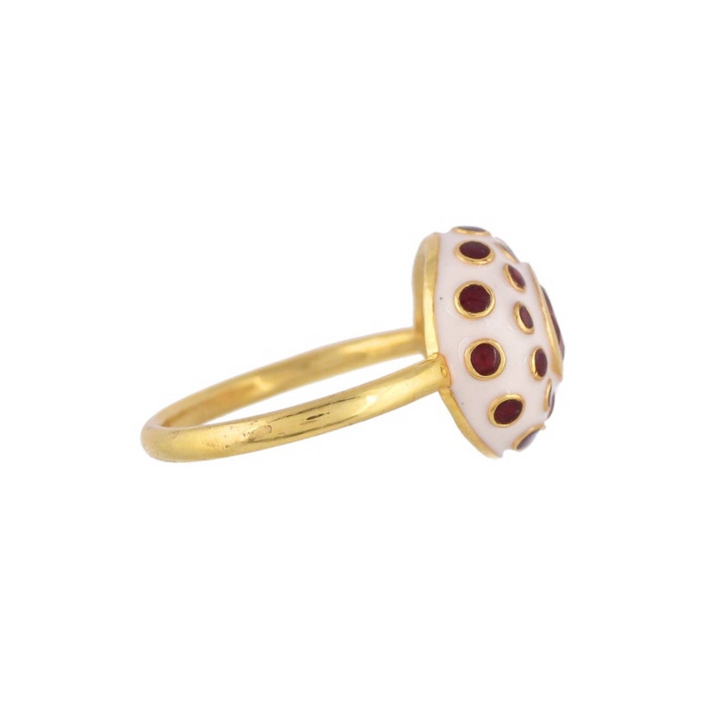 Garnet Gold Plated Polka Dot Enamel Ring