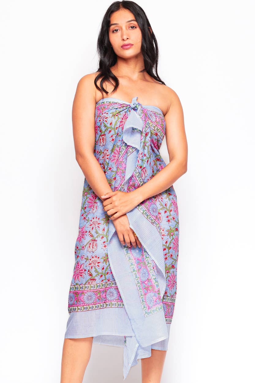 Sunanda Block Print Sarongs : Indigo & White