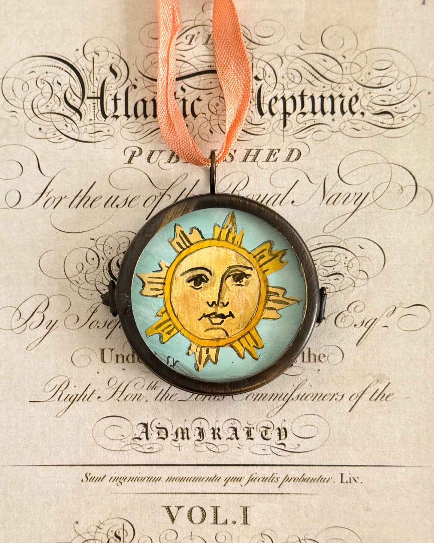 Clarus Sun ~ Art Locket Ornament Decor Celestial Handmade