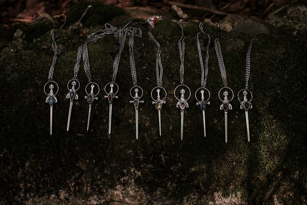 Feyre Sword Necklace – Iolite & Sterling Silver