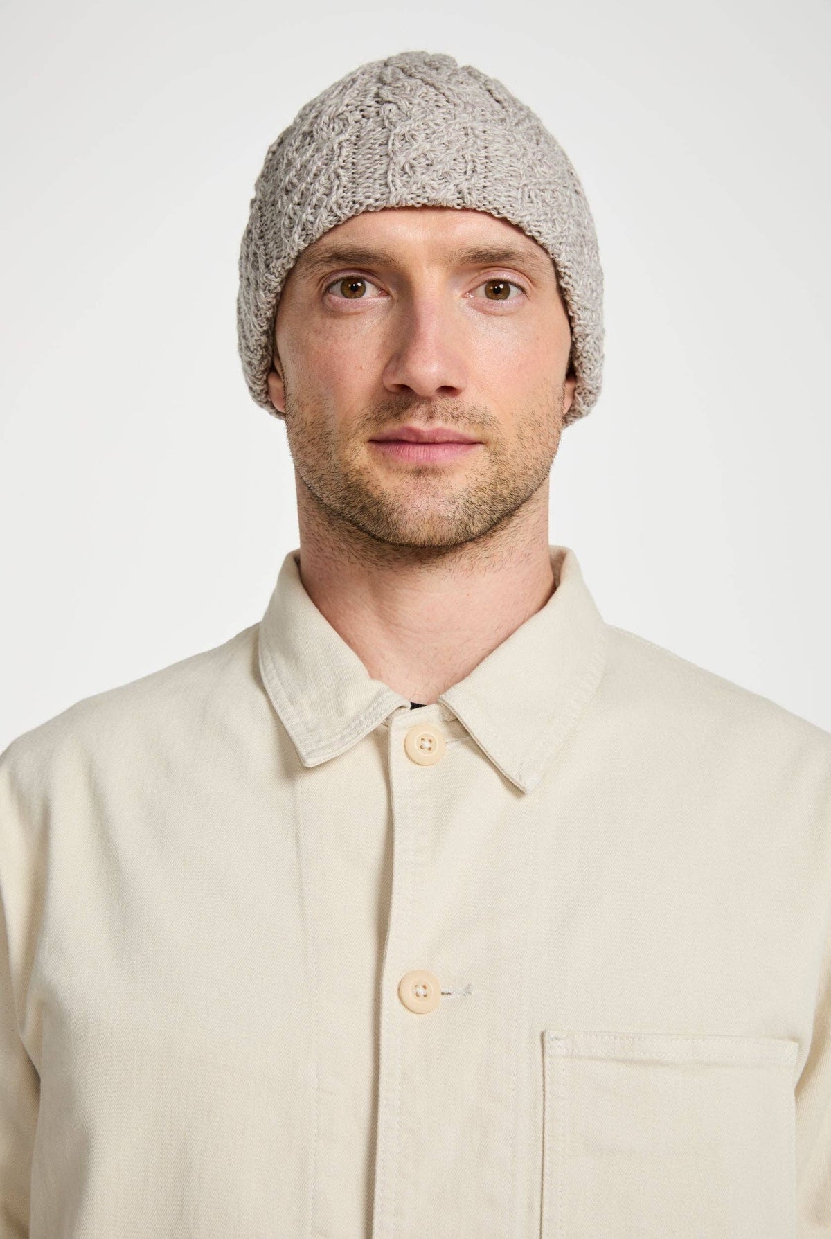 Finlough Aran Hat - Oat: One Size