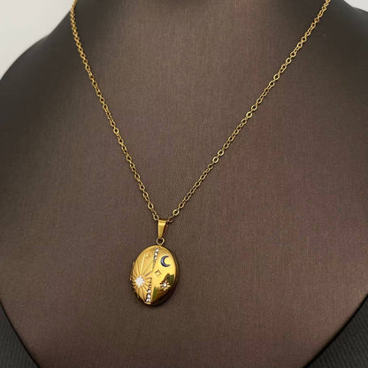 Star Moon locket charm Necklace