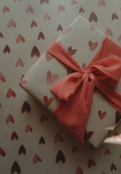 RED HEARTS Kraft Wrapping Paper