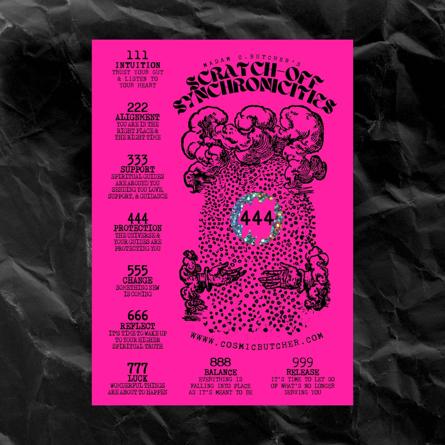 "SYNCHRONICITIES" Scratch Off Angel Number Affirmation Card: BRIGHTS/NEON