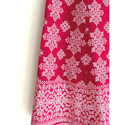 Wrap Skirt - Boho Gypsy Skirt - Bright Pink + White border: 36