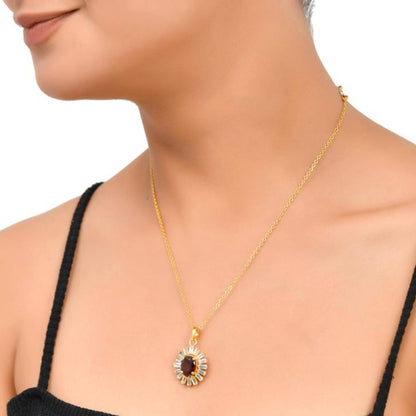 Garnet & White Topaz Gold Plated Necklace