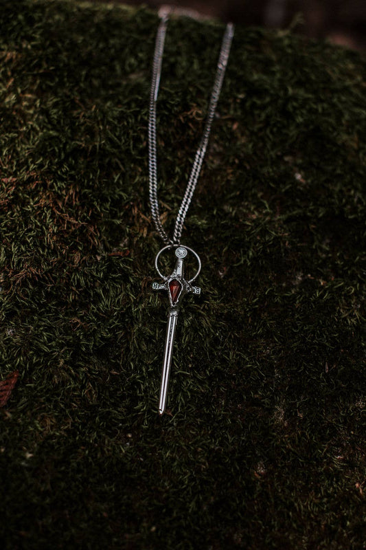 Morrigan Sword Necklace – Garnet & Sterling Silver