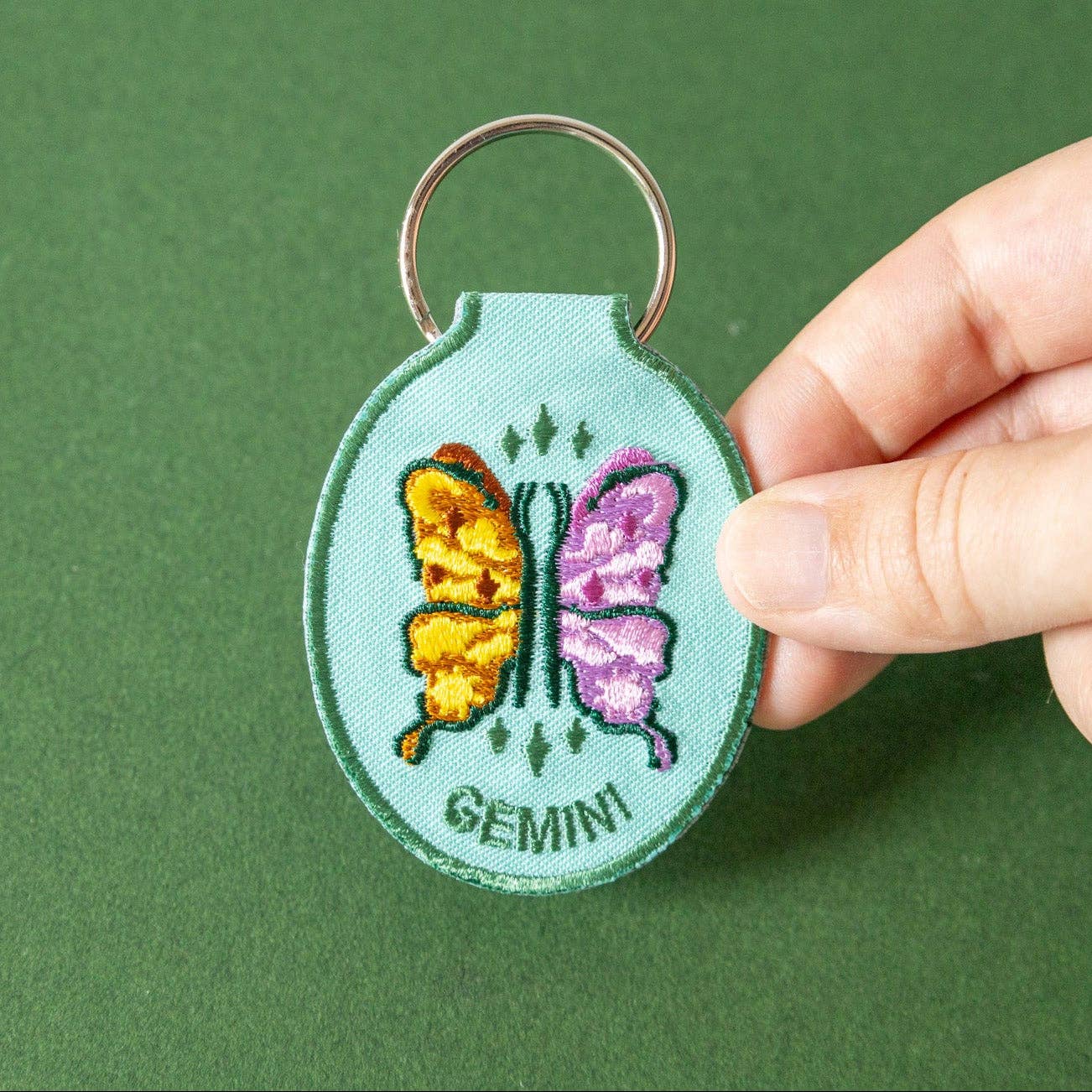 Gemini Embroidered Keychain