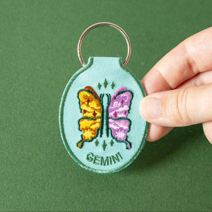 Gemini Embroidered Keychain