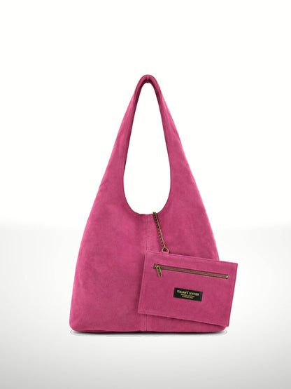 SILVIA - Suede leather bag: Olive green