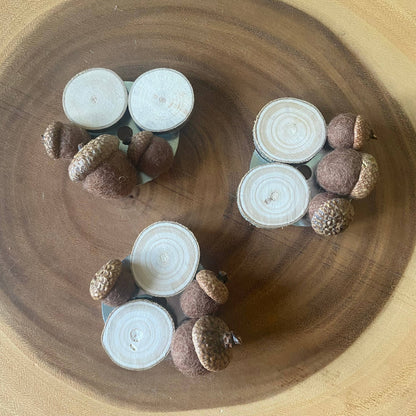 Fall Magnets/ Handmade Acorn & Wood Slices