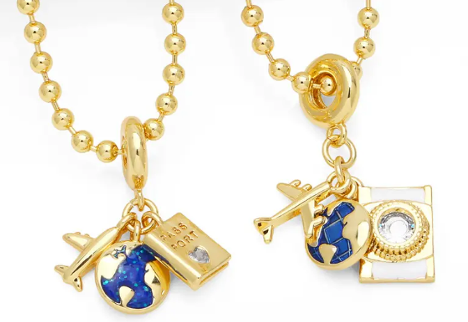 Charm Necklace - Travel Talisman Stainless Steel Necklace: Passport