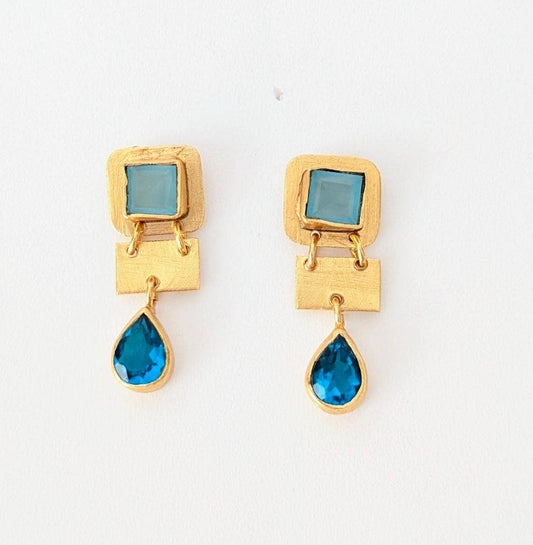 SPRING Aquamarine and Apatite Earrings: Peridot
