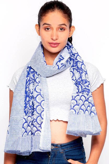 Sunanda Block Print Sarongs : Blue & Pink