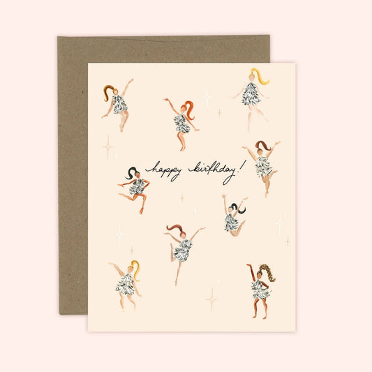 Birthday Disco Girls Card: Kraft