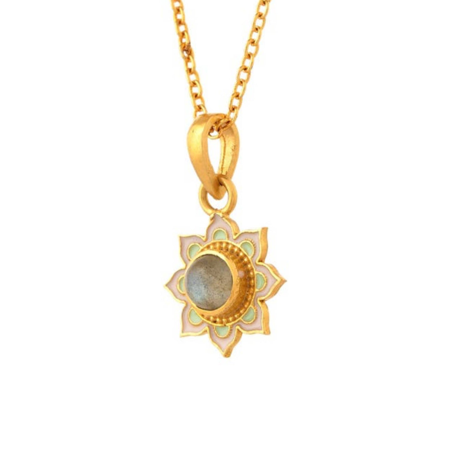 Sandstone Gold Plated Enamel Necklace