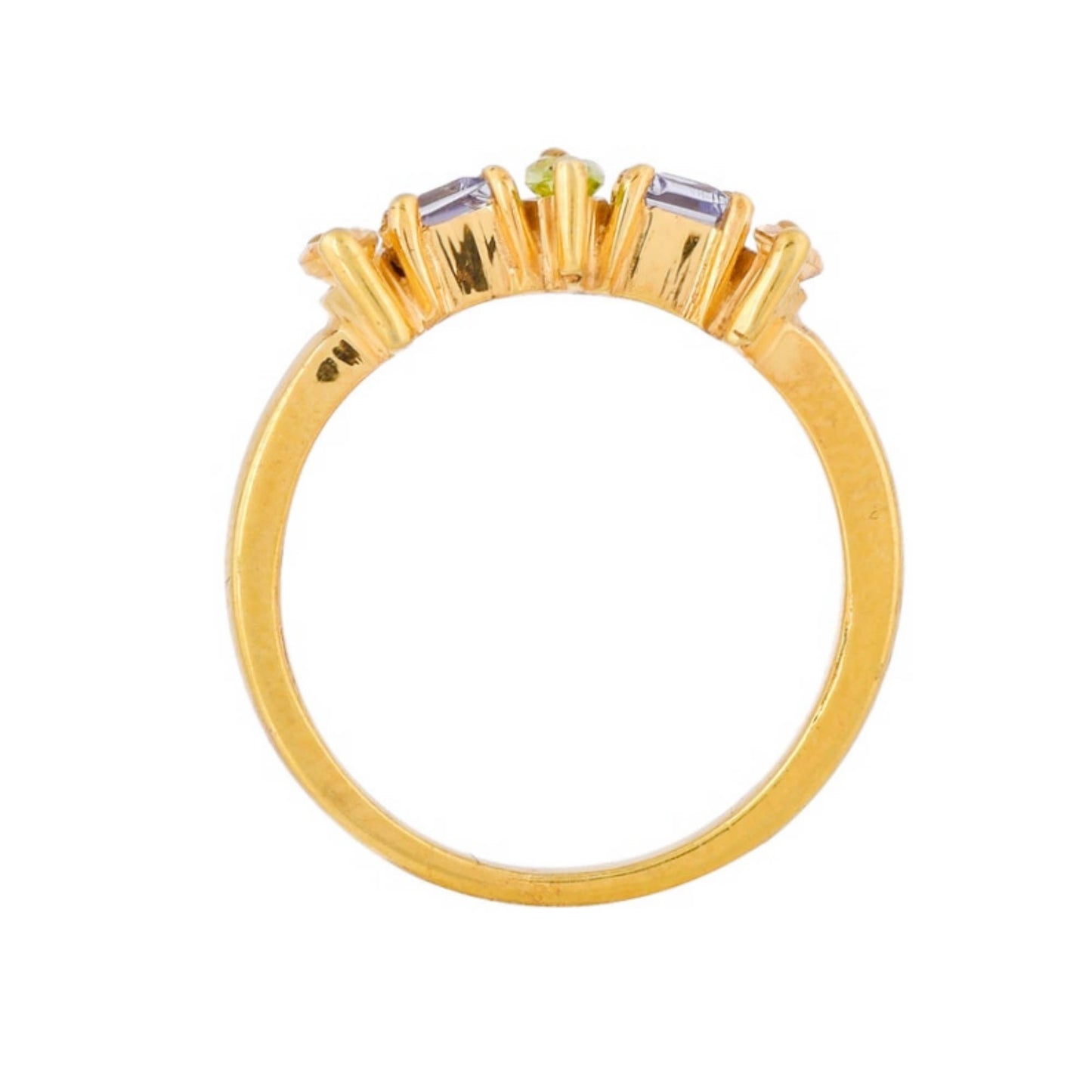 Peridot & Topaz Gold Plated Marquise Ring,