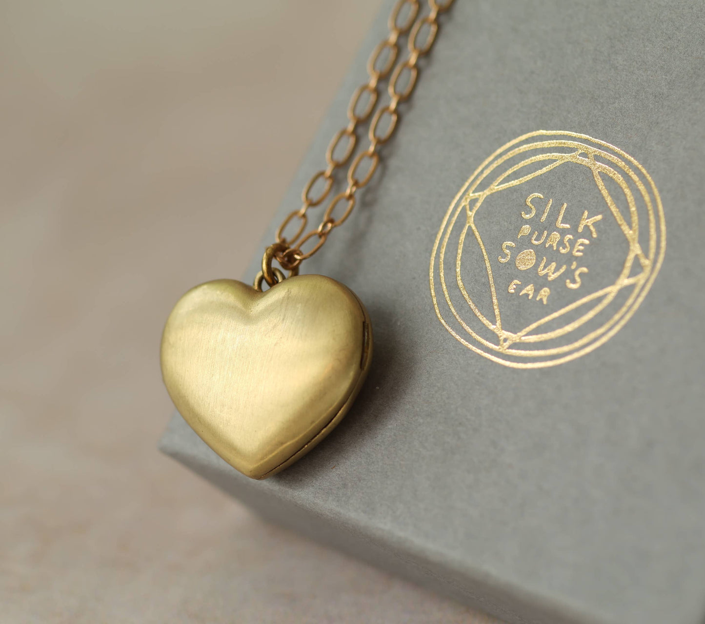 Chunky Gold Heart Locket Necklace with Gift Box