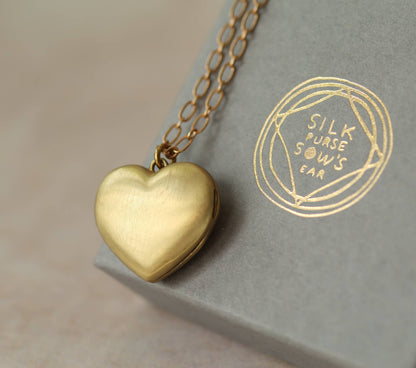 Chunky Gold Heart Locket Necklace with Gift Box