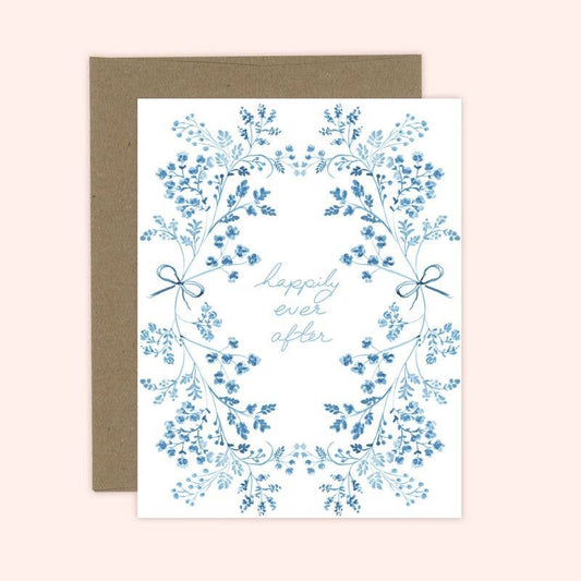 Happily Ever After Floral Wedding Card: Kraft