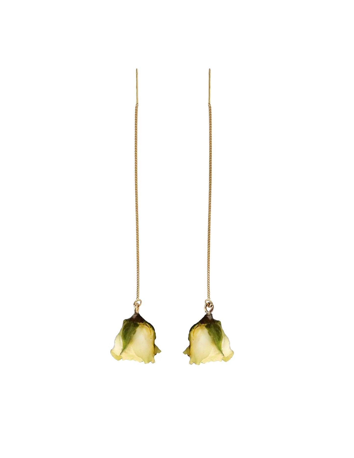 Rose Threader Earrings: Pink / Gold