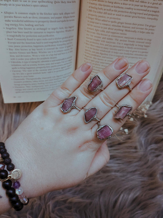 Raw Pink Tourmaline Ring: 8