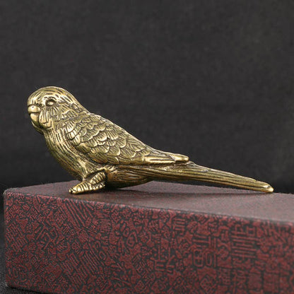 Brass Parrot Bird Figurine Miniature Model