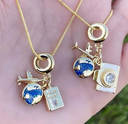 Charm Necklace - Travel Talisman Stainless Steel Necklace: Passport