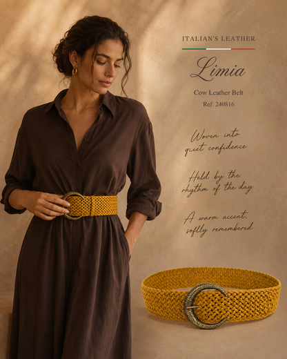 LIMIA - Leather belt: Green / + 100 cm