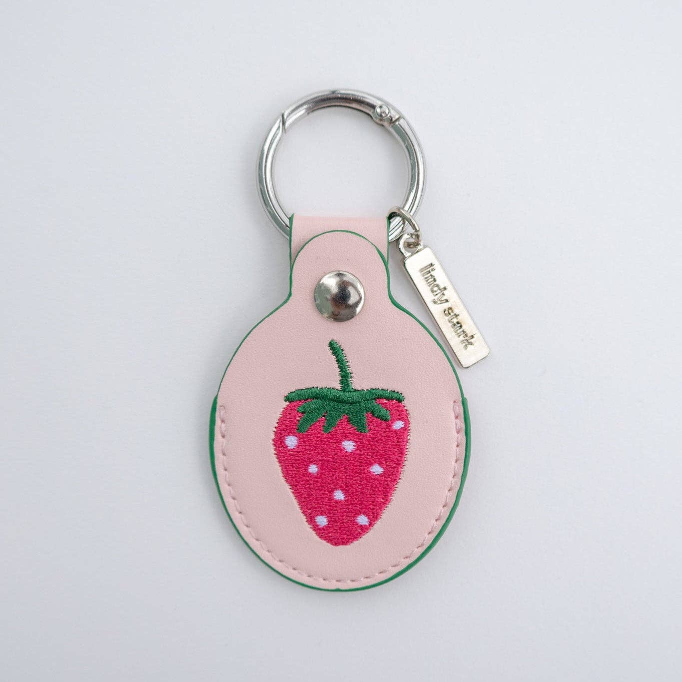Strawberry Embroidered Leather AirTag Keychain/Bag Charm