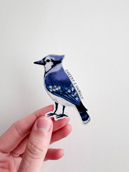 Cheeky & Unruly Blue Jay Vinyl Sticker : With Backer Card