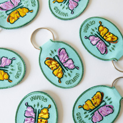 Gemini Embroidered Keychain