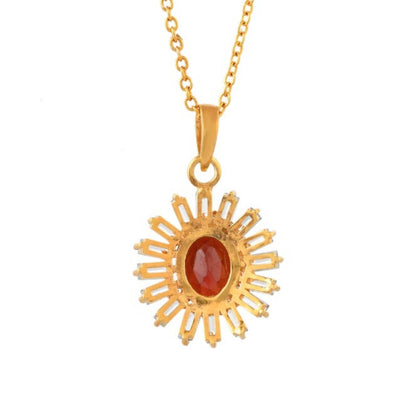 Garnet & White Topaz Gold Plated Necklace