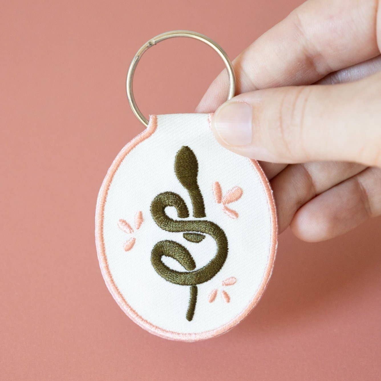 Snake Embroidered Keychain