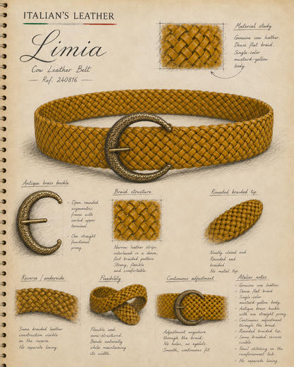 LIMIA - Leather belt: Mustard / + 100 cm