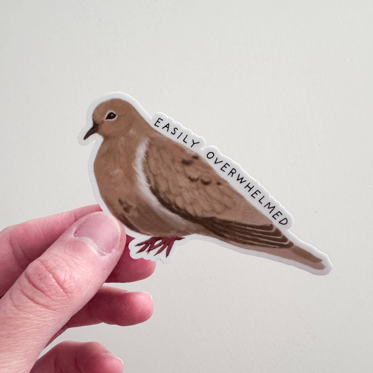 Mourning Dove Easily Overwhelmed Vinyl Sticker: With Backer Card
