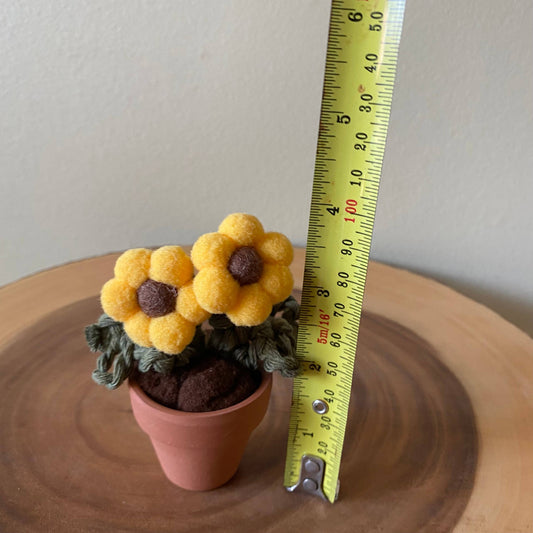 Pompom, Felt & Macrame Forever Fibre Flower -Mini Double: Sunflower
