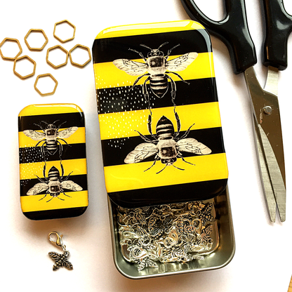 Large Bee Tin, Bee Notions Tin