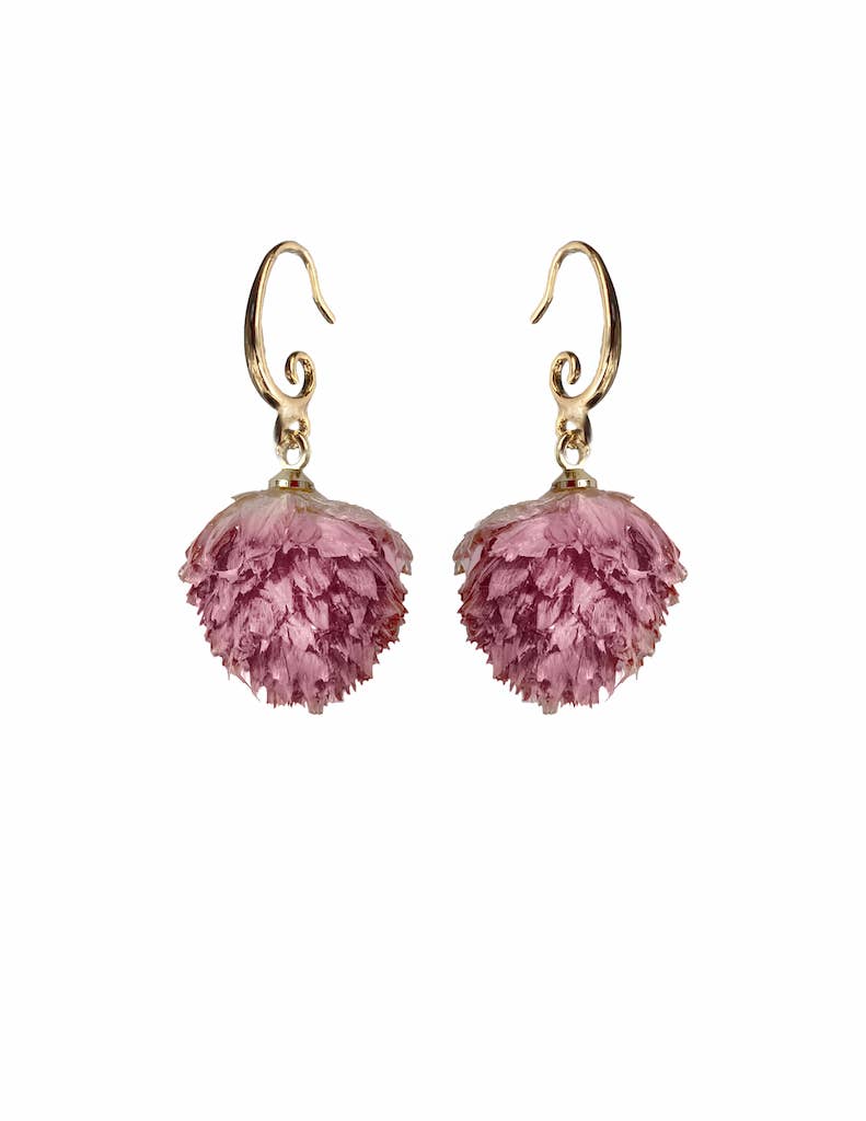 Clover Flower Hoop Earrings: Pink