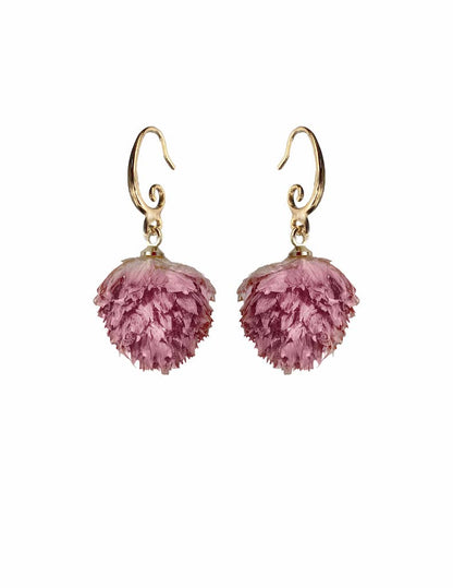 Clover Flower Hoop Earrings: Pink