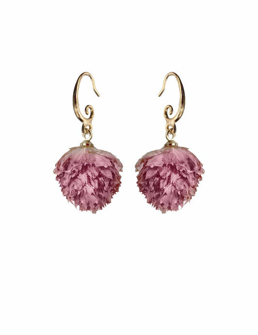 Clover Flower Hoop Earrings: Pink