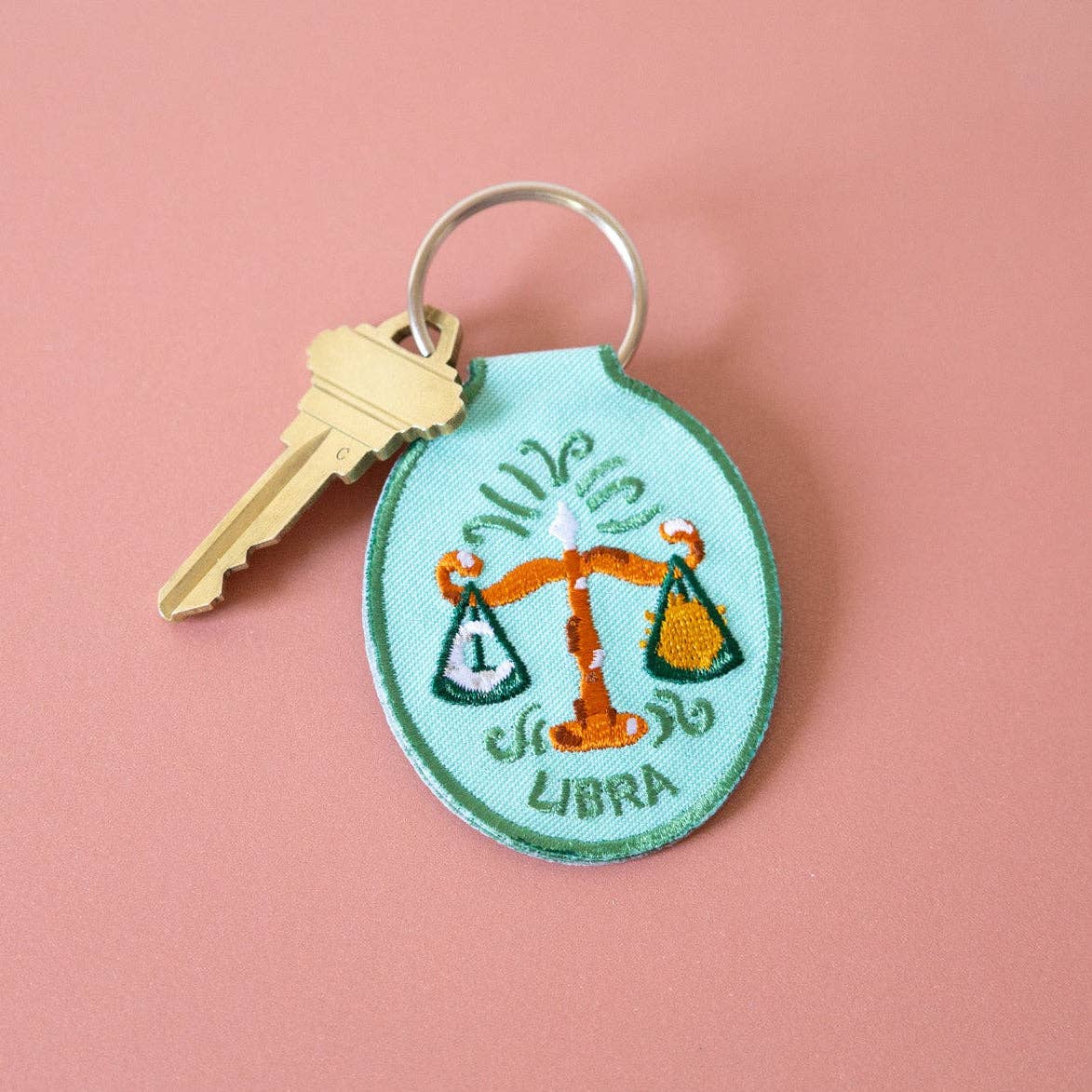 Libra Embroidered Keychain