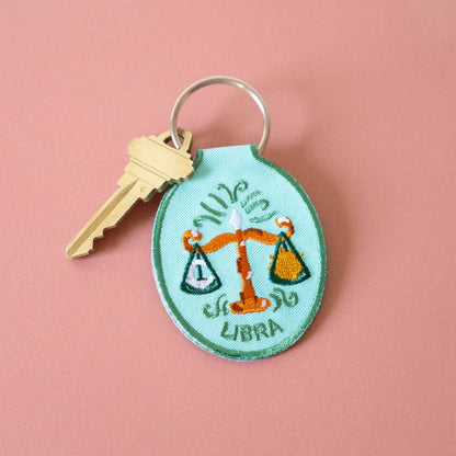 Libra Embroidered Keychain