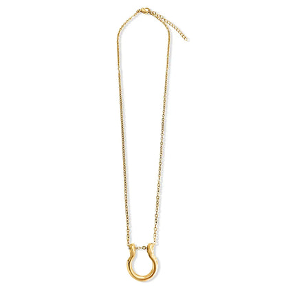 Horse Bit Horse Shoe Steel Stirup Chain Necklace: Two tone