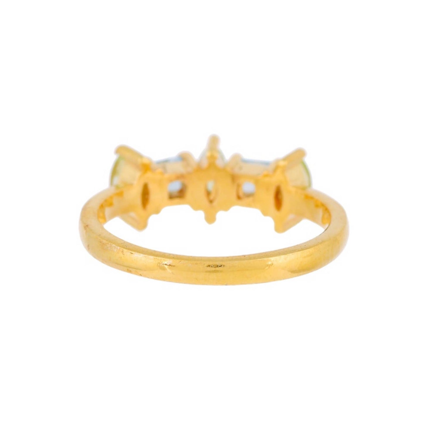 Peridot & Topaz Gold Plated Marquise Ring,