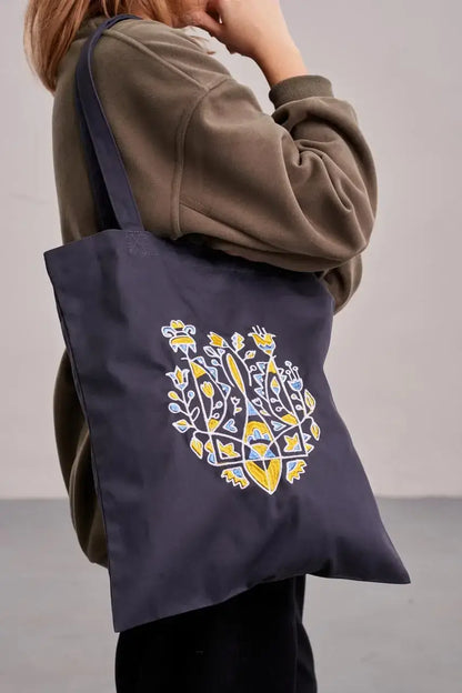 Cotton Embroidered Eco Shoulder Shopping Bag  - Emblem